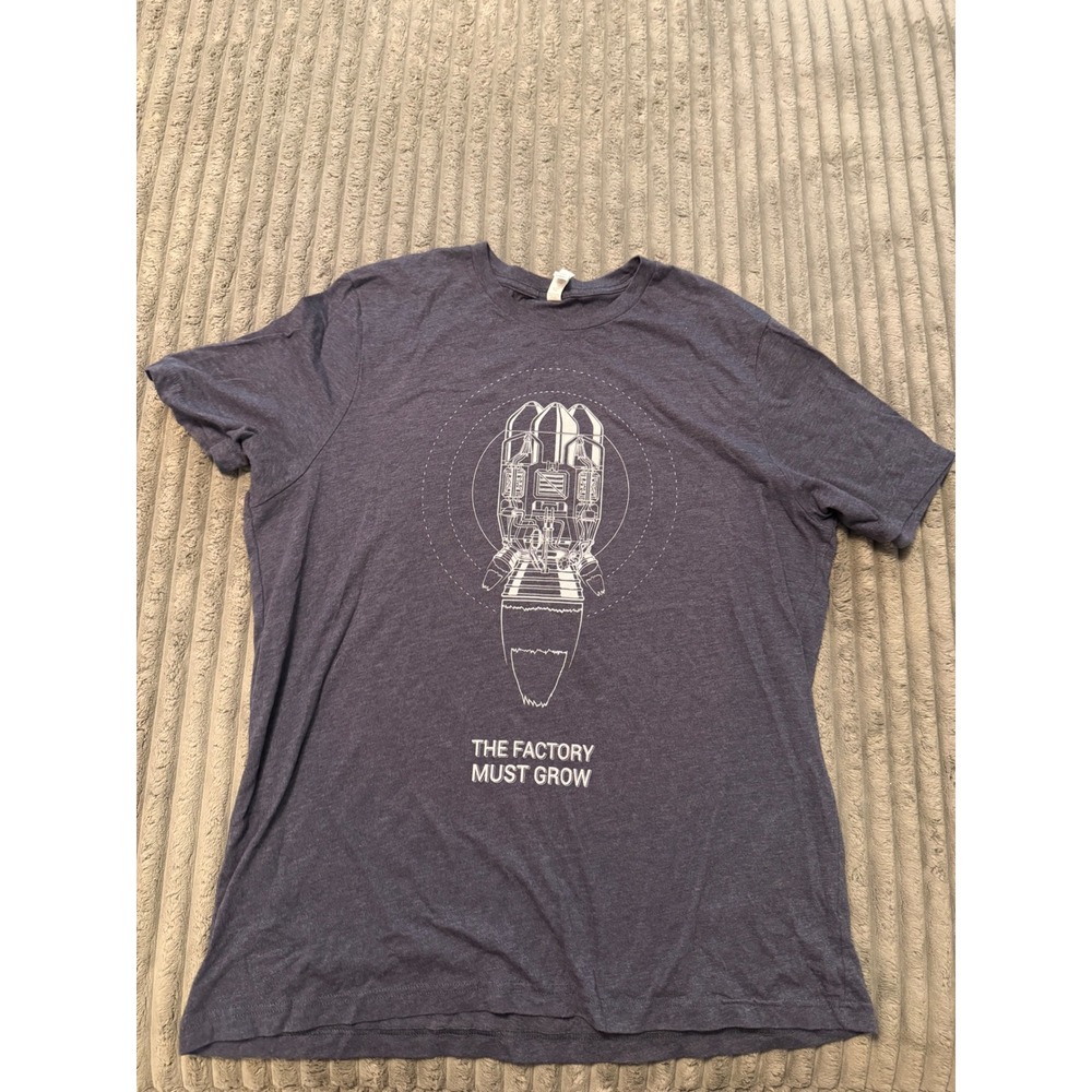 Factorio The Factory Must Grow Rocket Graphic T-Shirt Mens 2XL Bella Canvas Navy